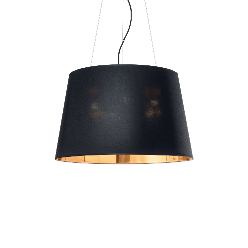 Sospensione Industrial-Minimal Nordik Tessuto Nero 6 Luci E27