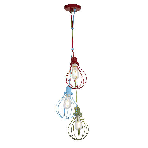 Lampadario Contemporaneo NovitÃ Acciaio Multicolor 3 Luci E27