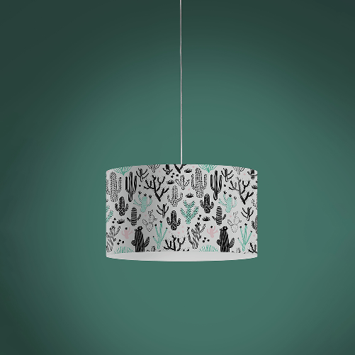 Sospensione Moderna 1 Luce Decolight Xxl In Polilux Stampa Cactus Made In Italy