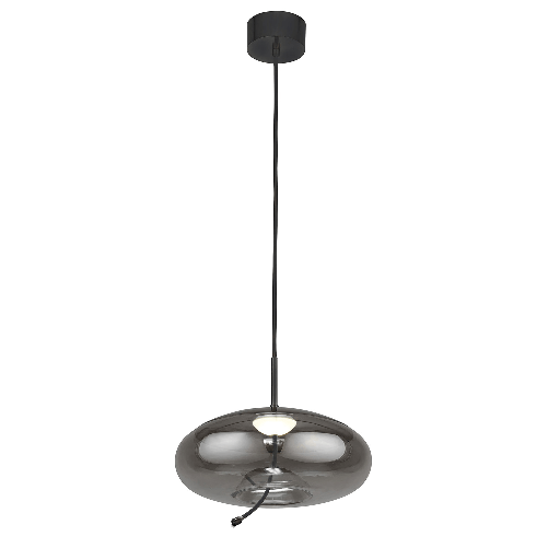 Lampadario Contemporaneo Lisbona Acciaio Cromo Vetro Nero Led 6W 2700K