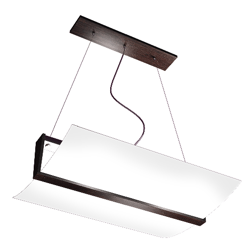 Sospensione Contemporanea Wood Metallo Nero WengÃ ̈ Vetro Bianco 2 Luci E27