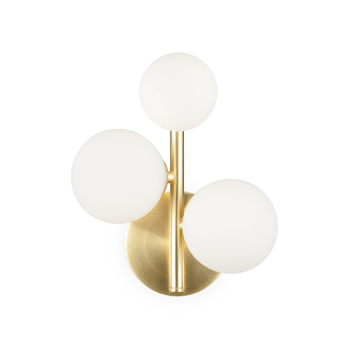 Applique Contemporanea Dallas Metallo Oro 3 Luci Diffusori Bianco Opaco