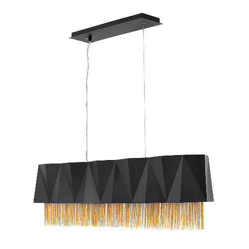 Lampadario Contemporaneo Zuma Acciaio Nero Satinato Oro 6 Luci E27