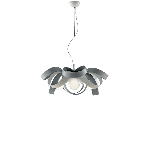 Sospensione Moderna Primula 4 Luci In Ferro Laccato Bianco E Grigio
