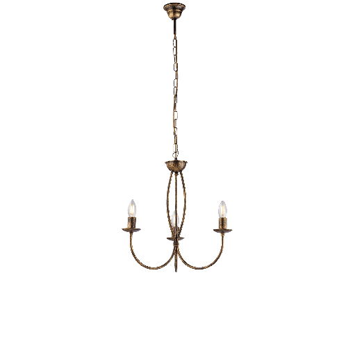 Lampadario Rustico Botte 3 Luci In Ferro Battuto Marrone E Oro