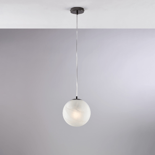 Sospensione Contemporanea Olaf Metallo Cromo Nero 1 Luce E27