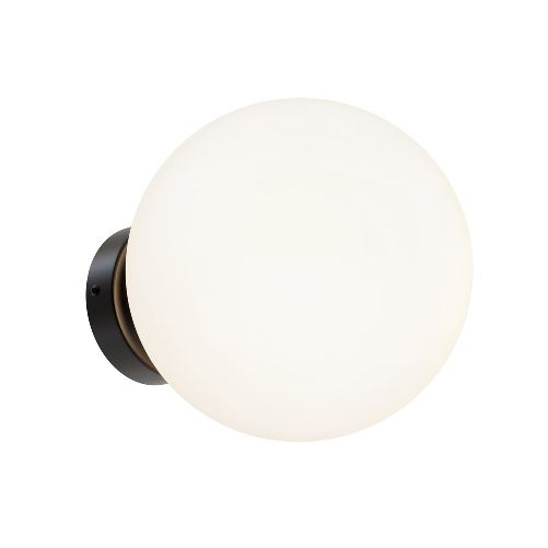 Applique Minimal Basic Form Grande In Metallo Nera 1 Luce E Diffusore Bianco