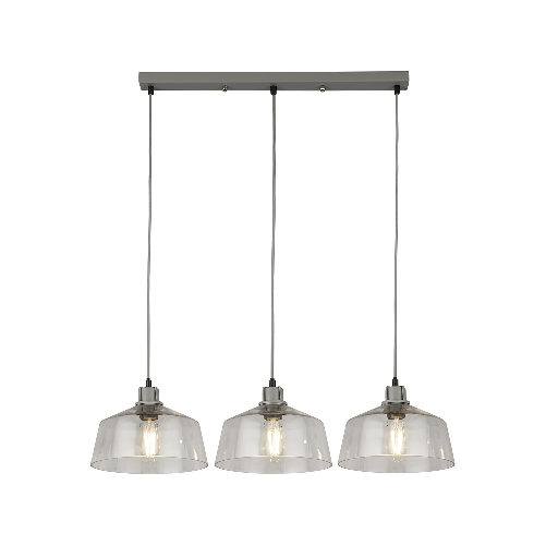Lampadario Contemporaneo OdÃ on Acciaio Grigio Trasparente 3 Luci E27