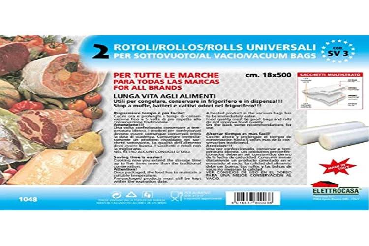 Elettrocasa Conf. 2 Rotoli 18x500 per Sottovuoto Elettrocasa SV 3 Rotolo per il sottovuoto