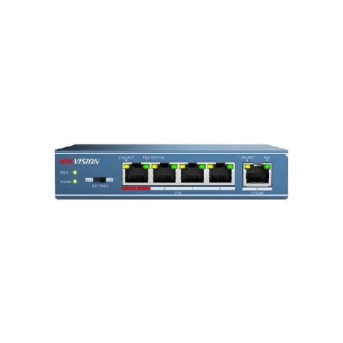 Hikvision Digital Technology DS-3E0106HP-E Switch di Rete Non Gestito Fast Ethernet 10-100 Supporto Power Over Ethernet Blu