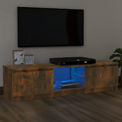 vidaXL Mobile Porta TV con Luci LED Rovere Fumo 120x30x35,5 cm