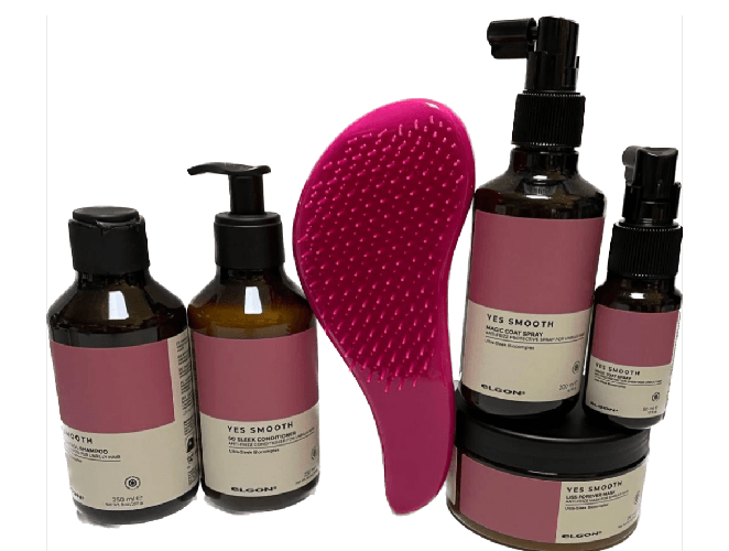 KIT COMPLETO ANTICRESPO YES SMOOTH CON SHAMPOO 250,MASK,250,CONDITIONER,200,MAGIC COAT SPRAY DA 50 E 200 ML IN OMAGGIO SPAZZOLA KOLORTANGLE