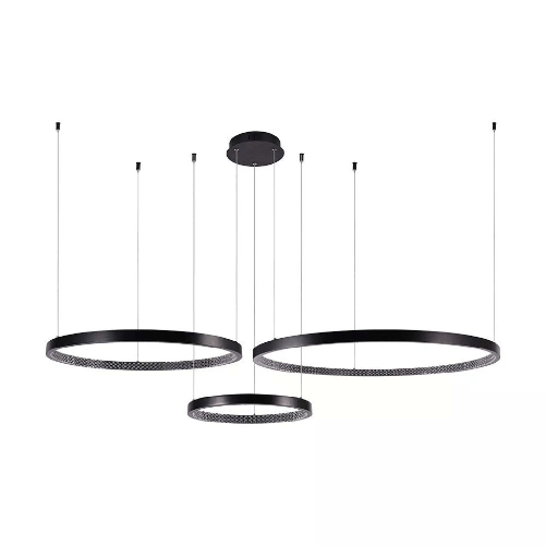 V-TAC Lampadario LED a Sospensione con 3 Cerchi 57W in Metallo Colore Nero 151*91*108cm 4000K