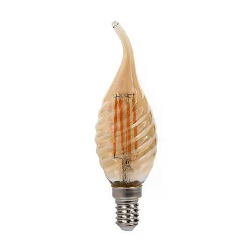 V-TAC Lampadina LED E14 4W Candela a Fiamma Tortiglione Filamento Ambrato 2200K