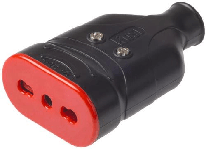 Presa mobile 10/16A 2P+T monoblocco antischiacciamento nero