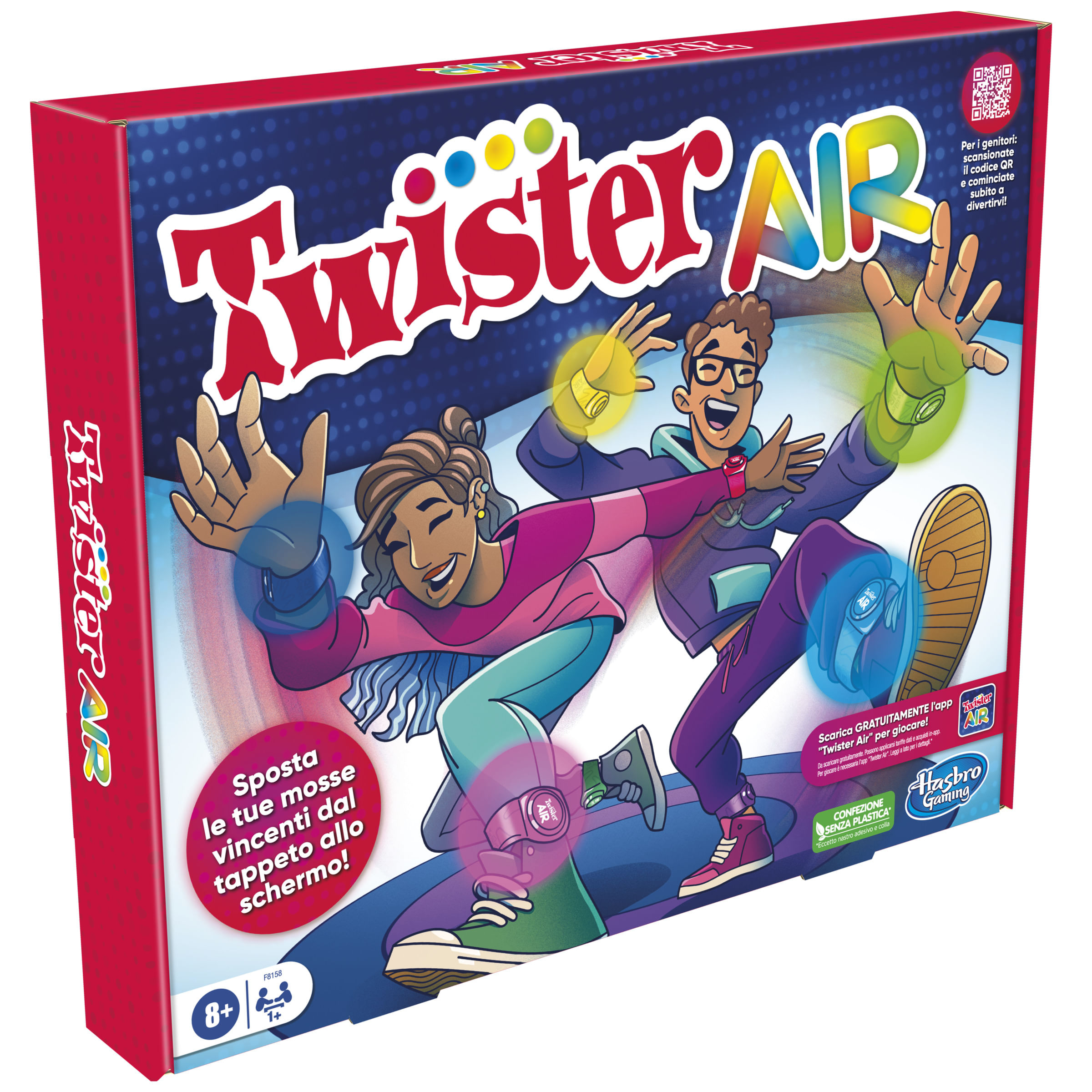 Hasbro Twister Air, gioco con app per realta' aumentata e fasce per polsi e caviglie, si collega a dispositivi smart