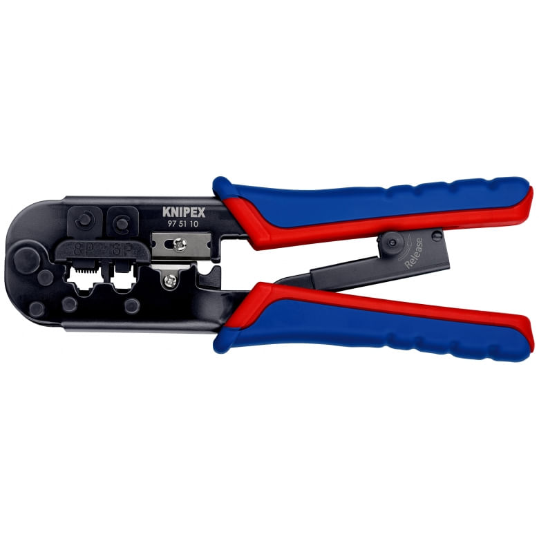 Knipex Pinza per Connettori Modulari Tipo Western 190mm Knipex 97 51 10 Crimpatrice Nero, Blu, Rosso