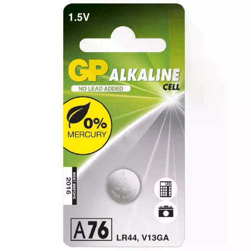 Gp Batteries GP Battery Batteria Super Alcalina a Bottone 15V A76 / LR44 / LR1154 / AG13 (Blister 1 Pezzo) GP Batteries Alkaline Cell A76 Batteria mon