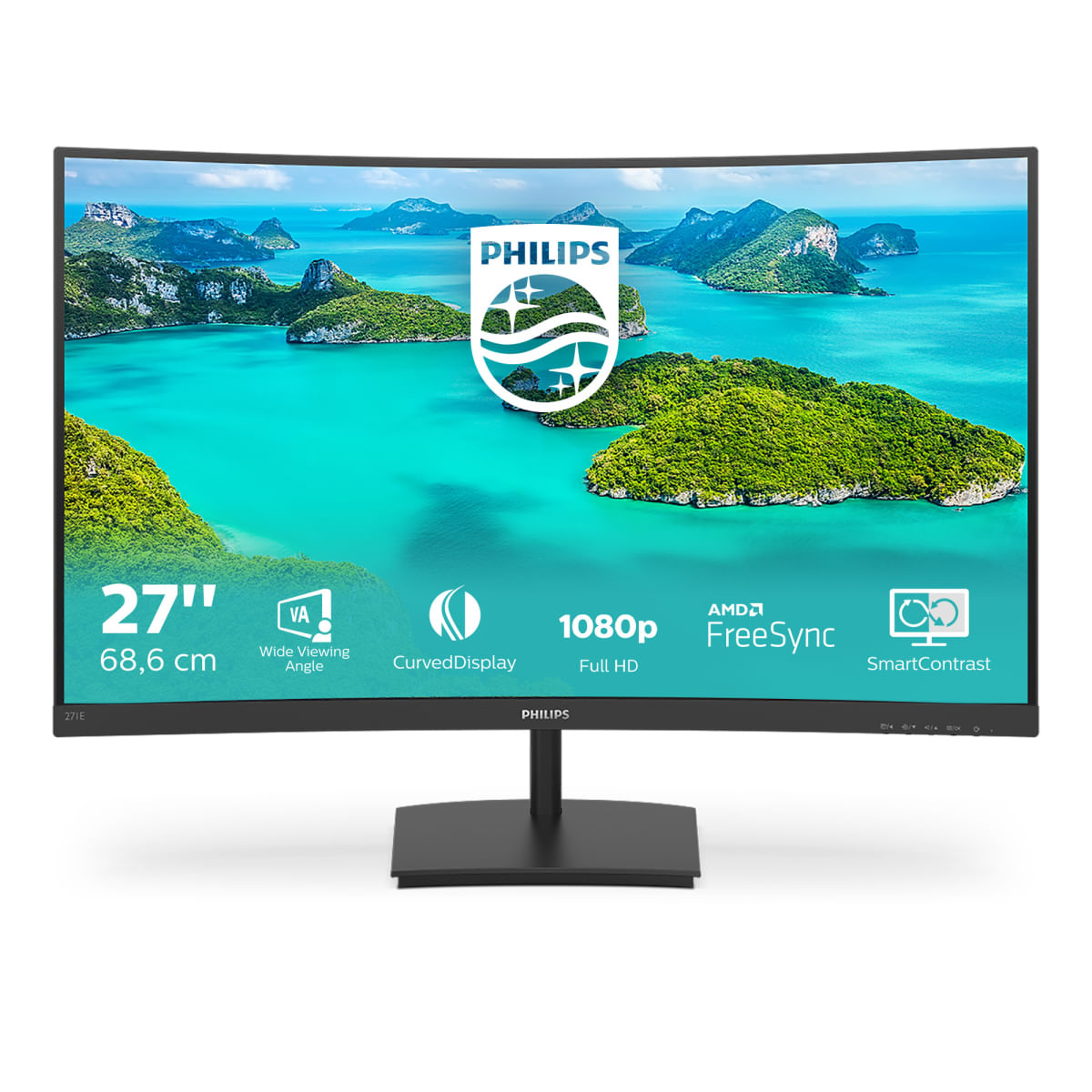 Philips Monitor Curvo Gaming 271E1SCA , Adaptive Sync 75 Hz, VA LED 27'', 1920 x 1080 FHD, 4 ms, HDMI, VGA Philips E Line 271E1SCA/00 LED display 68,6