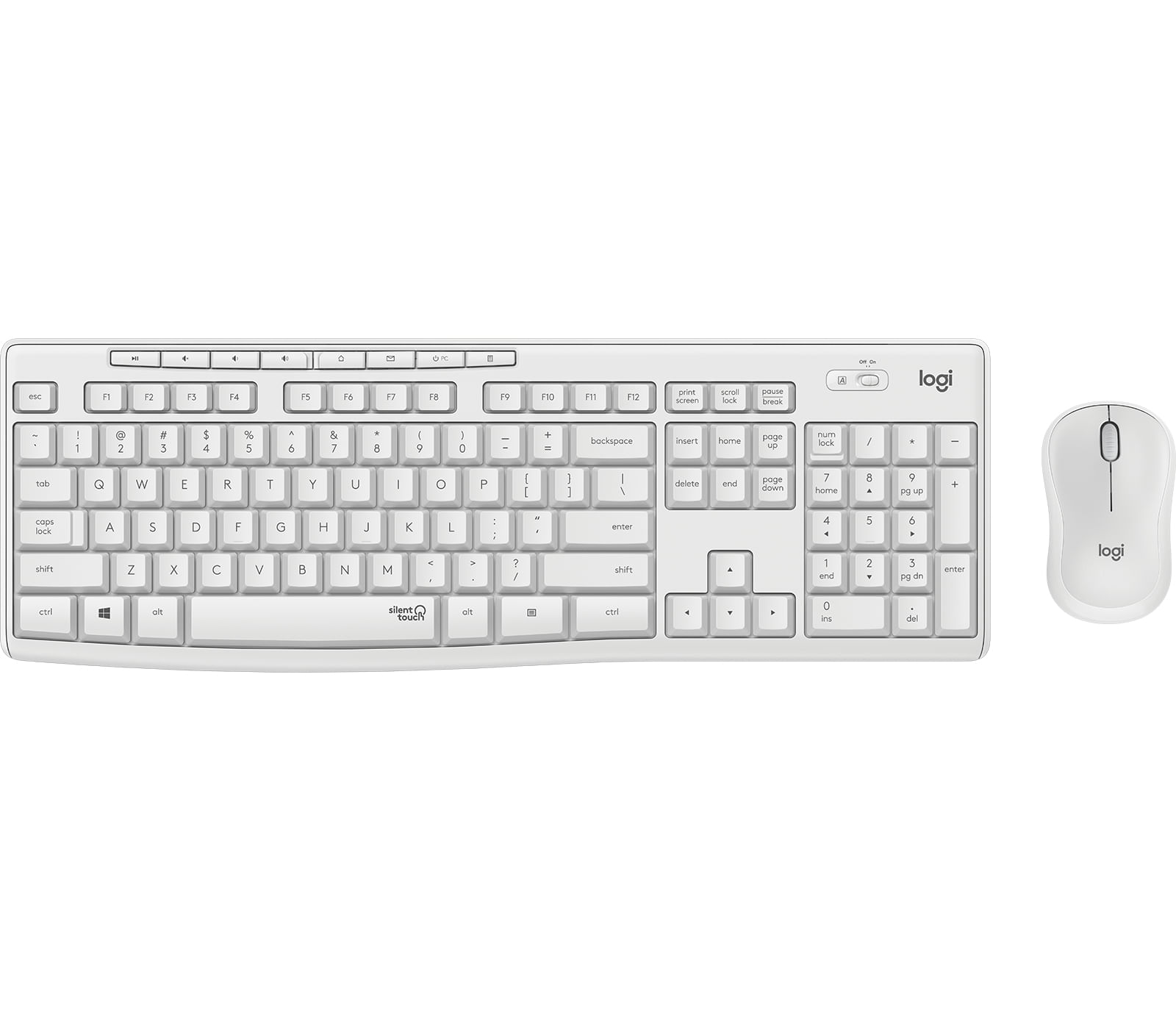 Logitech MK295 Silent Wireless Combo tastiera Mouse incluso RF Wireless QWERTY Nordic Bianco (MK295 SILENT WIRELESS COMB Logitech MK295 Silent Wireles