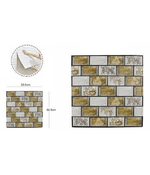 Trade Shop Traesio-set 5 Pannelli Muro 3d Adesivo Parete Piastrelle Mattonelle 32.5cm Pannello 65067 -