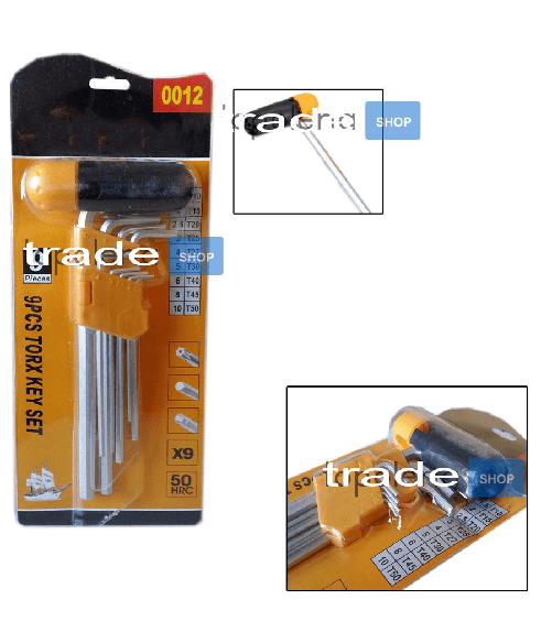 Trade Shop Traesio-set Kit 9 Chiavi Esagonali Hex Lunghe Ad Elle Manico Mandrino Forato Da T1 T50 -