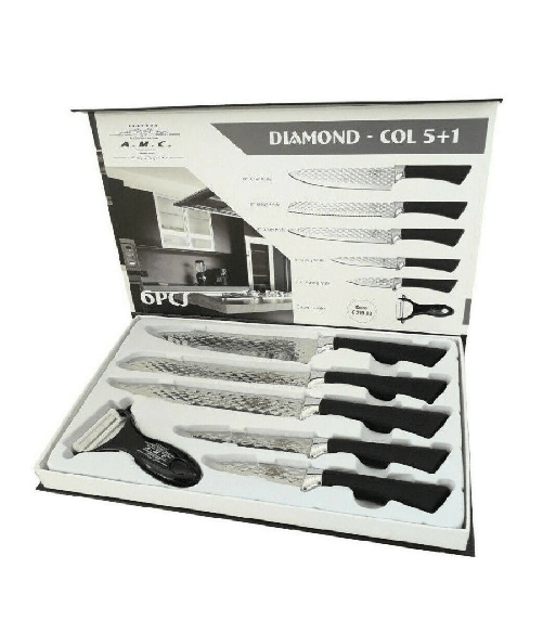 Trade Shop Traesio-set 5 Coltelli Pelapatate Da Cucina In Acciaio Manico Antiscivolo Diamond -