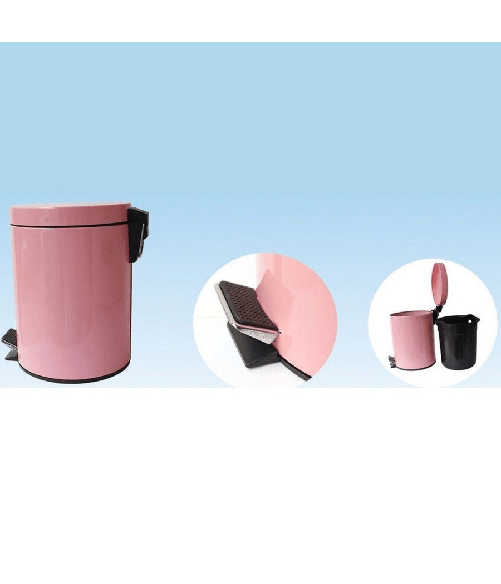 Cleafe-pattumiera In Acciaio A Pedale 8 Litri Bidone Cestino Spazzatura Rosa -