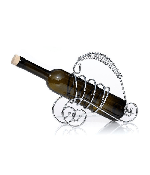 Trade Shop Traesio-portabottiglia Porta Bottiglia Vino In Metallo Cromato Supporto Design -