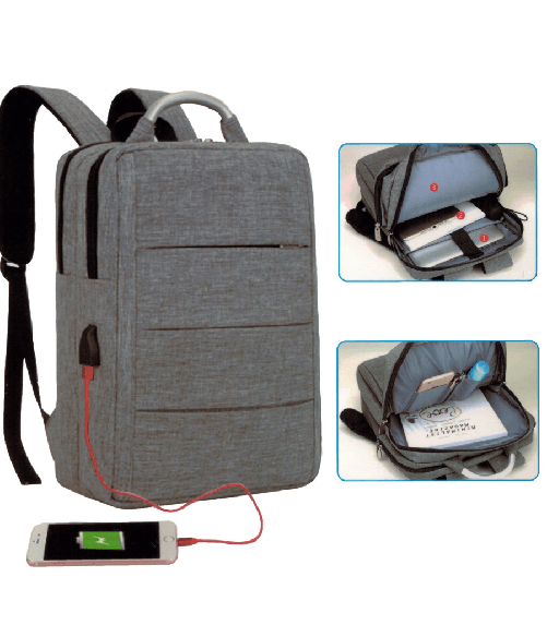 Trade Shop Traesio-zaino Zainetto Cartella Per Notebook Pc Portatile 15,6" Con Presa Usb Da Viaggio -