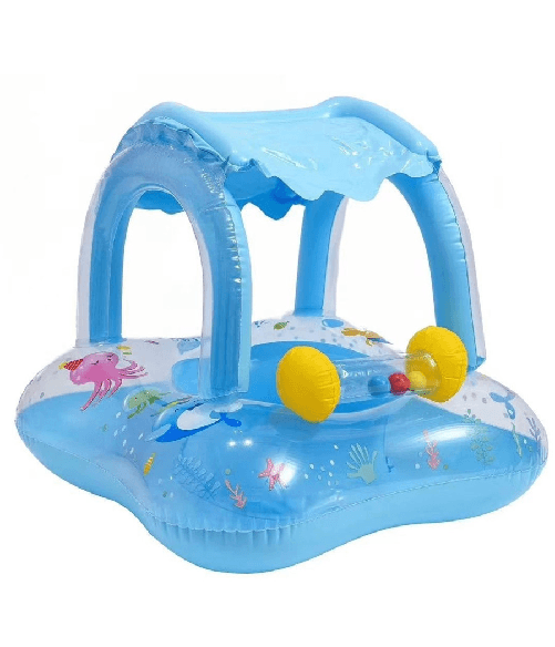 Trade Shop Traesio-salvagente Con Cappottina 90x70cm Canotto Gonfiabile Canoa Bambini Azzurro -