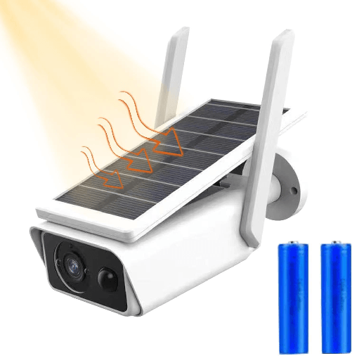 Telecamera Wifi Esterna Senza Fili Pannello Solare, Visione Notturna A Colori 4MP, IP66, Videocamera Sorveglianza 360° PTZ