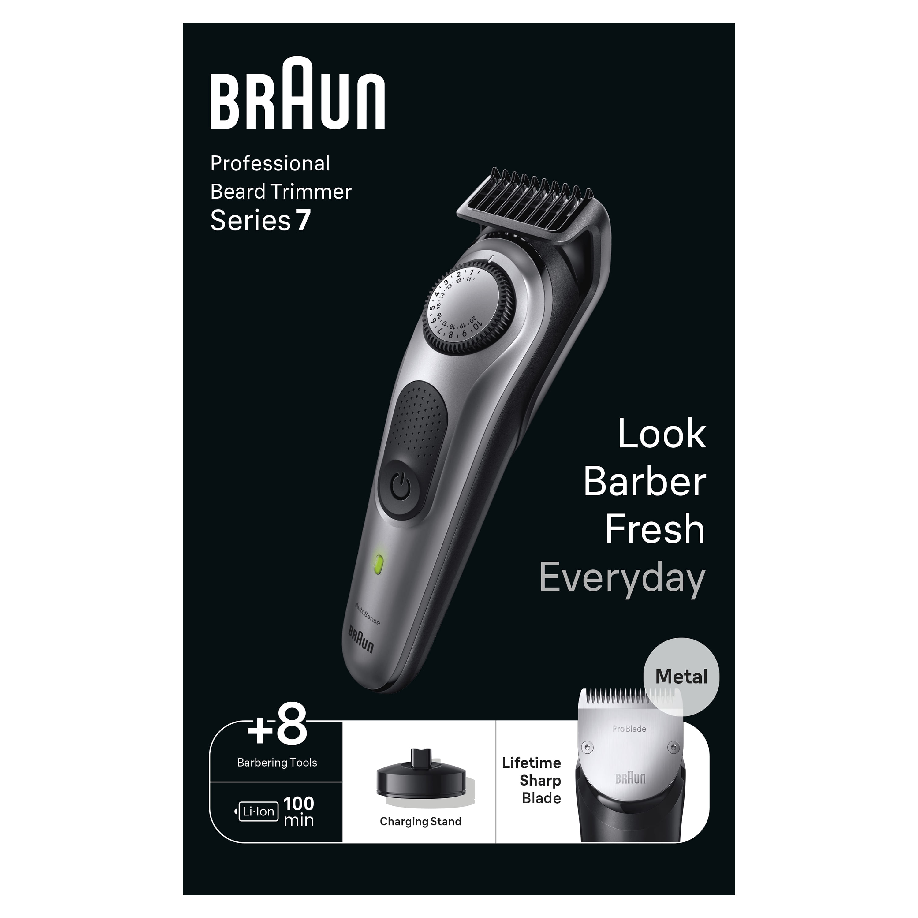 Braun BeardTrimmer 7 BT7420 Regolabarba Uomo Grigio Siderale Braun BeardTrimmer 7 BT7420 Regolabarba Uomo