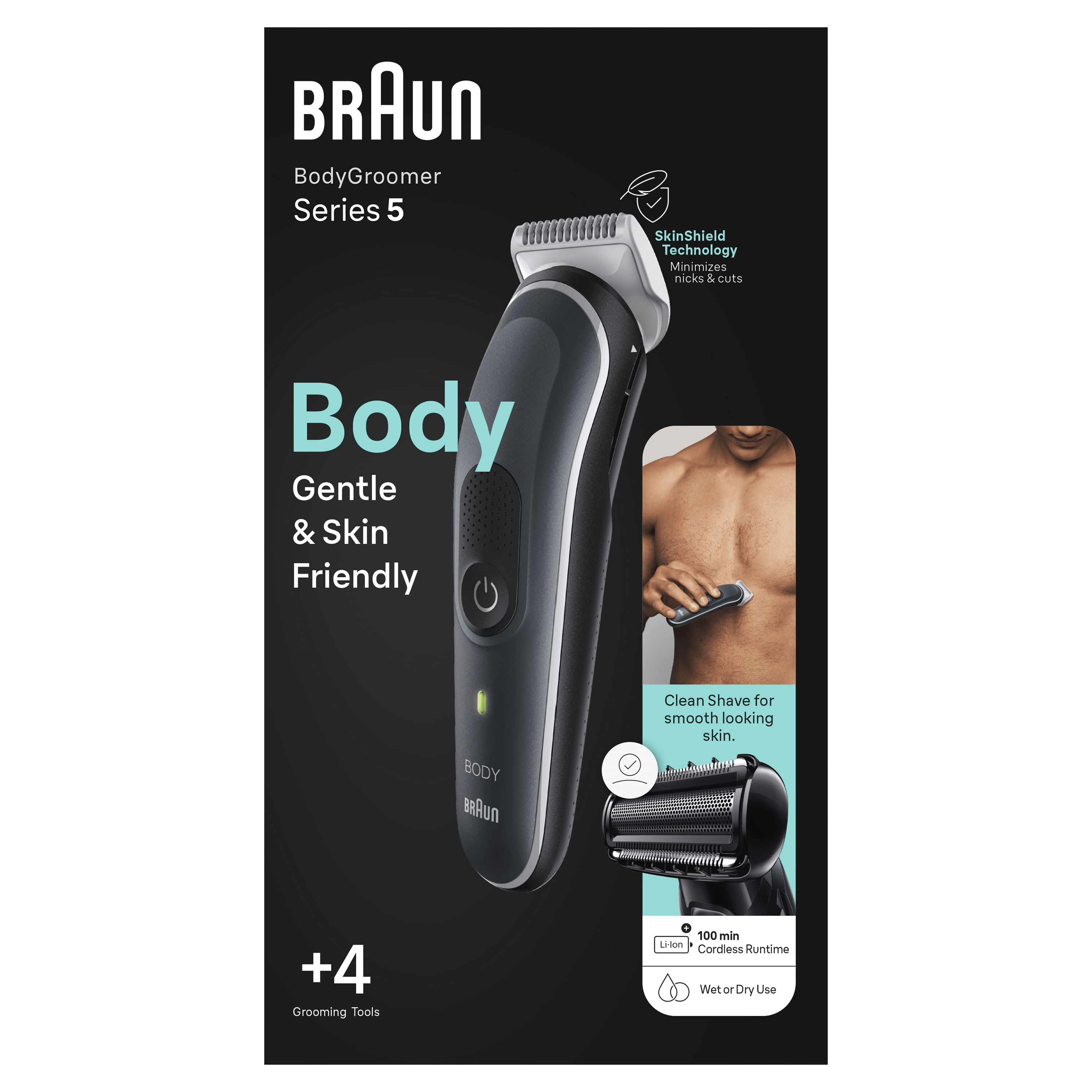 Braun Series 5 Rasoio Elettrico Corpo Uomo BG5360 Braun BodyGroomer BG5360 Depilatore Corpo