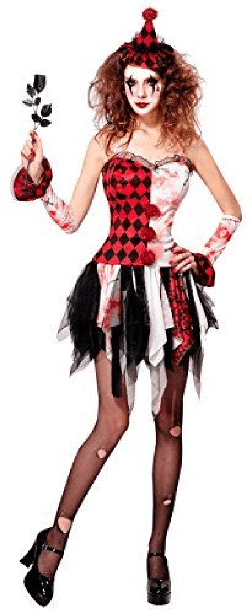 WIDMANN 07621 COSTUME DONNA GIULLARE HORROR S ROSSO/BIAN #0762