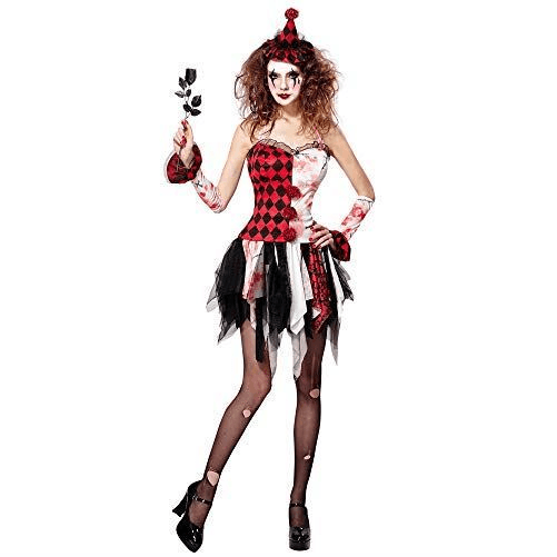 WIDMANN 07623 COSTUME DONNA GIULLARE HORROR L ROSSO/BIAN #0762