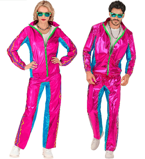 WIDMANN 79452 costume tuta anni 80 dance m rosa metal #7945