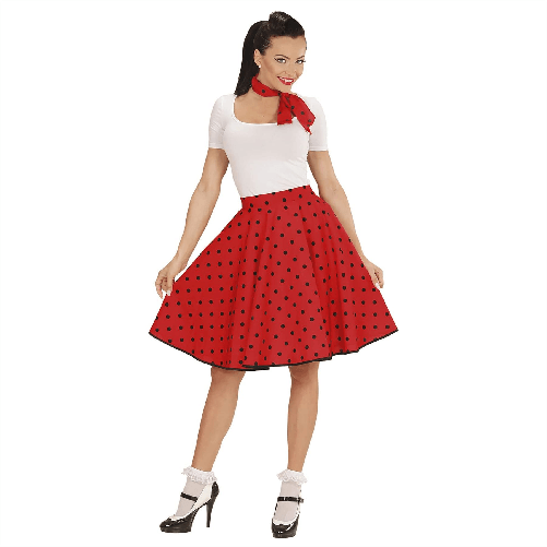 WIDMANN gonna e foulard a pois anni 50 rosso