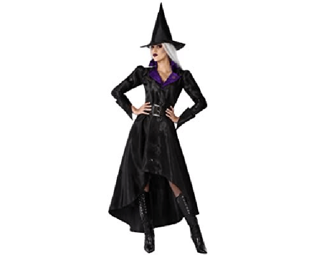 ATOSA 65882 costume strega vestito nero collo viola m-l