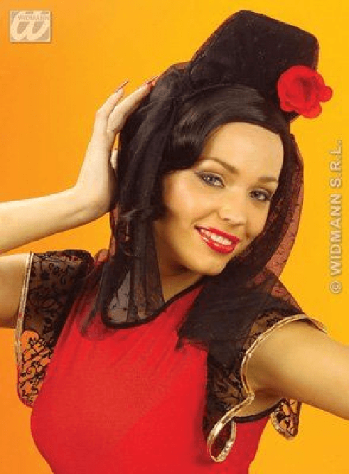 WIDMANN 8481R cappello spagnola con rosa rossa