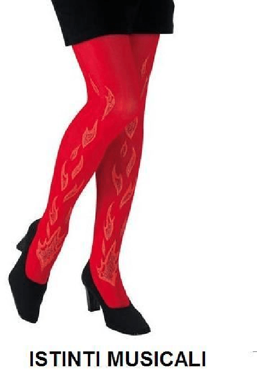 WIDMANN 4761D calze collant con fiamme glitter rossi