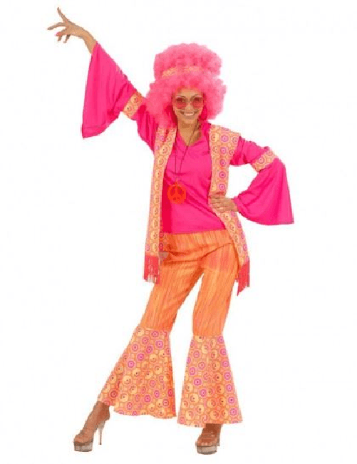 WIDMANN 57743 COSTUME DONNA ANNI 60 L ROSA HIPPIE SHOCK #5774