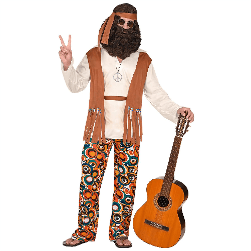 WIDMANN 02591 COSTUME HIPPIE UOMO S MARRONE #025E