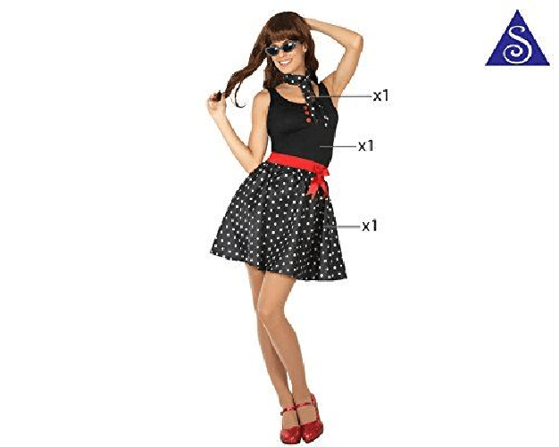 ATOSA 17389 costume anni 50 pois nero donna t-2 m/l