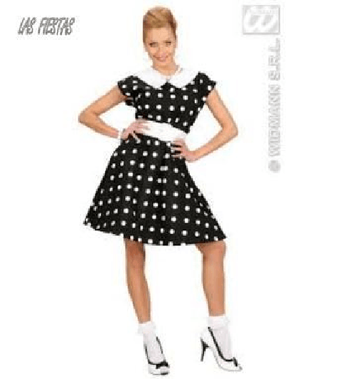 WIDMANN 58293 COSTUME DONNA MODA ANNI 50 L NERO POIS #5829