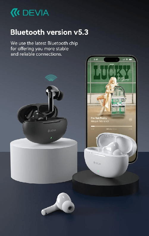 Auricolari Devia TWS-K2 Bluetooth 5.3 EM060 Bianchi