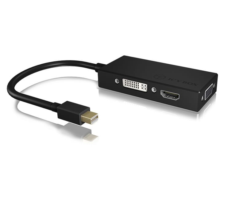 Raidsonic ICY BOX IB-AC1032 Mini DisplayPort DVI-D + VGA (D-Sub) + HDMI Nero ICY BOX IB-AC1032 Mini DisplayPort DVI-D + VGA (D-Sub) + HDMI Nero