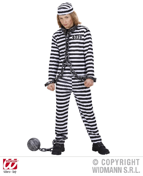 WIDMANN 72938 COSTUME CARCERATO 158CM 11/13ANNI BIANCO/NERO #7293