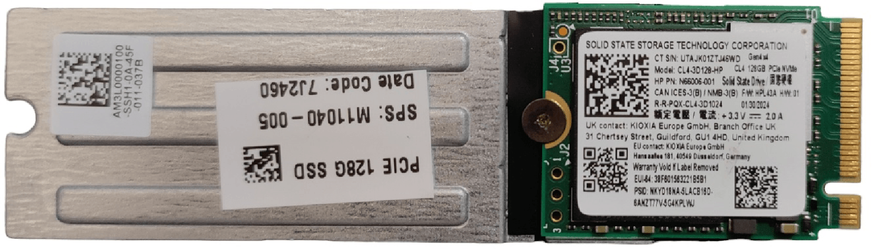 KIOXIA SOLID STATE DRIVE SSD 128 GB M.2 NVMe GEN4 x4 2230 PCIe SSSTC CL4-3D128 OEM BULK