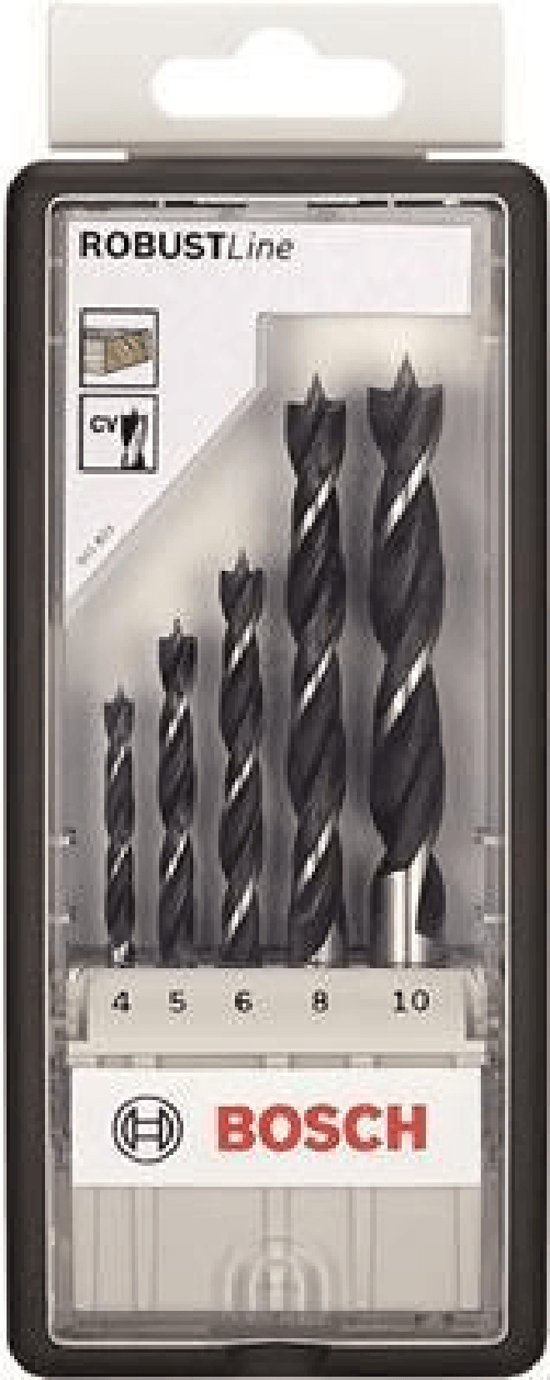 Set punte elicoidali per legno Bosch Robust Line 5 pezzi 4 - 10 mm (2607010527)